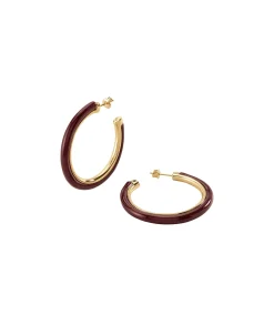 Pendientes Criollas Grandes AGATHA París Royal Resina Burdeos y Dorado | 2380117-473-TU