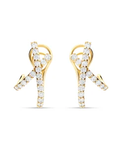 Pendientes Cruzados con Diamantes 1,35 cts en Oro Amarillo