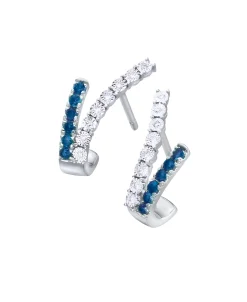 Pendientes Cruzados LECARRÉ Oro Blanco con Zafiros Azules y Diamantes | GB237ZA.00