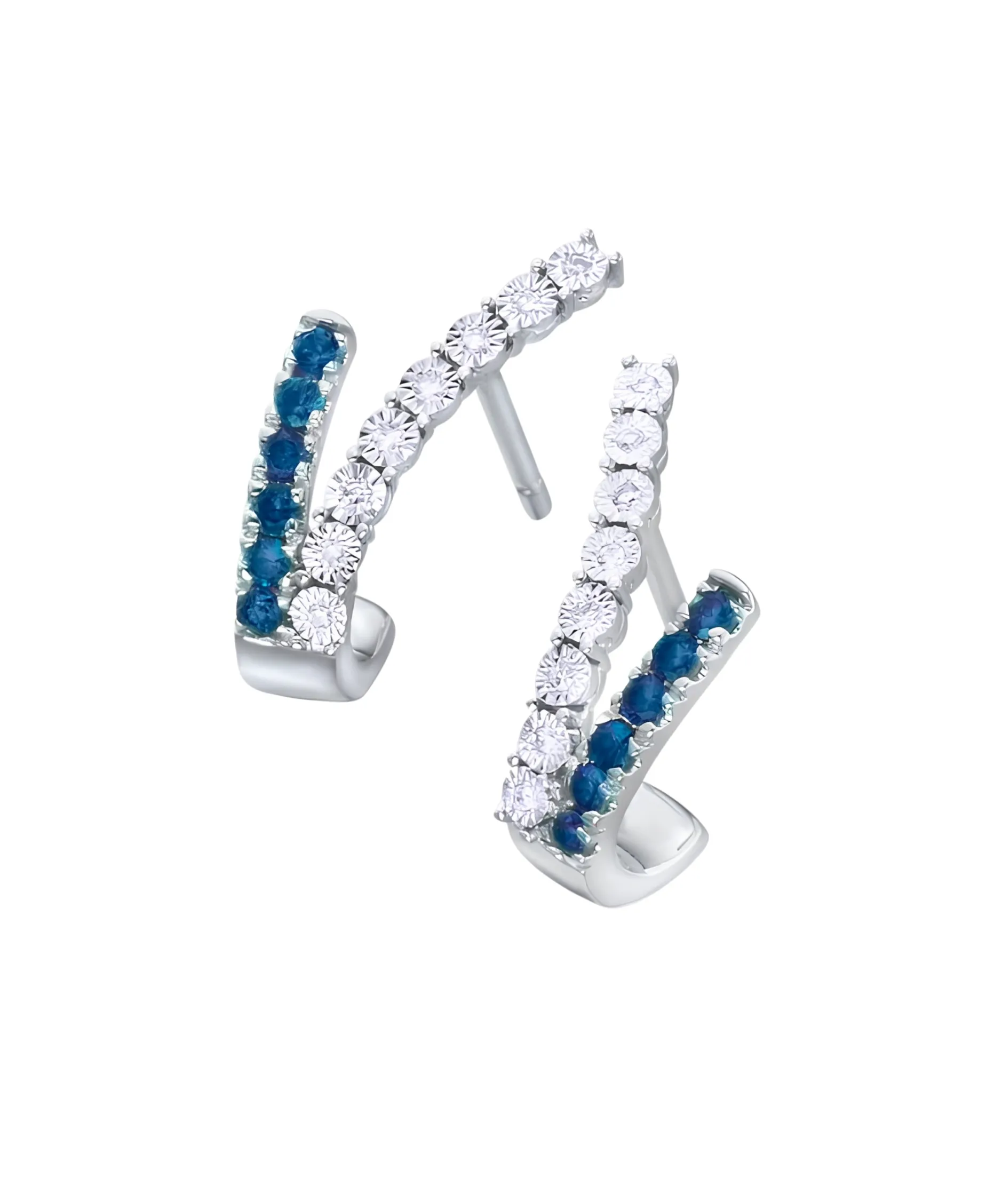 Pendientes Cruzados LECARRÉ Oro Blanco con Zafiros Azules y Diamantes | GB237ZA.00