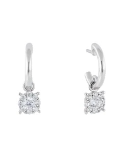 Pendientes de Aro con Colgante Cuadrado Marina García Plata Baño de Rodio | 90472PB