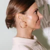 Pendientes de Aro Flexibles con Piedras de Color en Oro Rosa y Titanio
