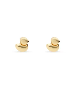 Pendientes de Bebé Pato con Circonita en Oro Amarillo