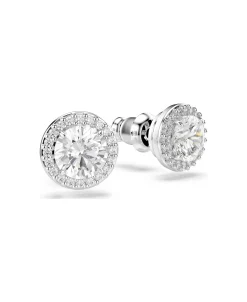Pendientes de Botón Swarovski Una Angelic Baño Rodio Circonitas | 5636269