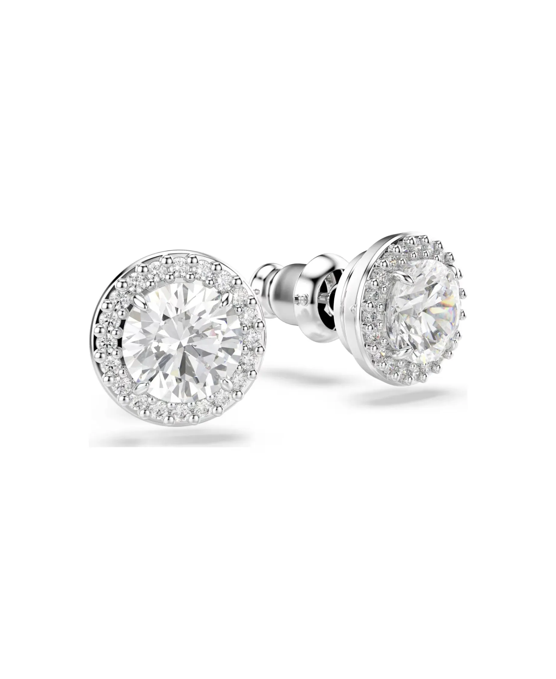 Pendientes de Botón Swarovski Una Angelic Baño Rodio Circonitas | 5636269