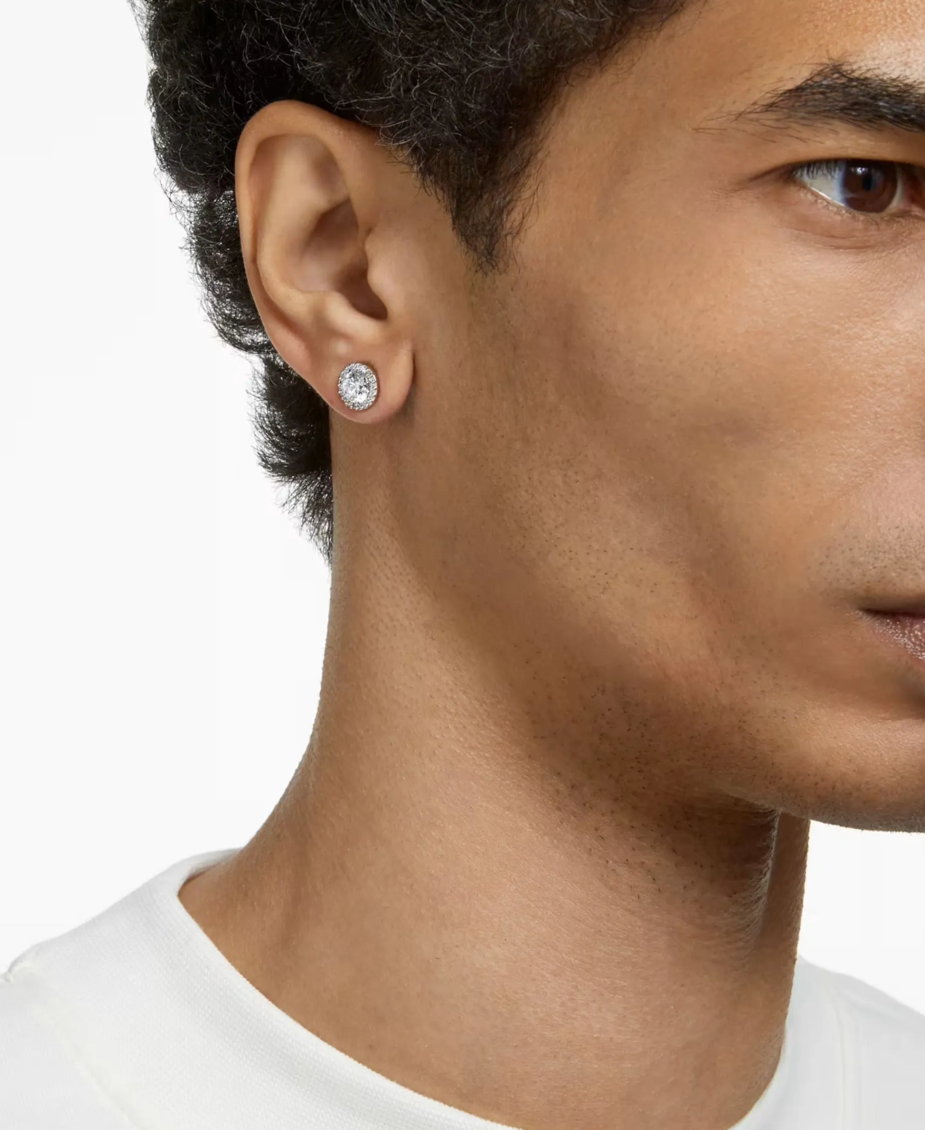 Pendientes de Botón Swarovski Una Angelic Baño Rodio Circonitas | 5636269