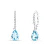 Pendientes de Colgar con Aguamarina Talla Esmeralda 1,95 cts y Diamantes en Oro Blanco 18K