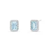 Pendientes de Colgar con Aguamarinas Talla Esmeralda 1,09 cts y Diamantes en Oro Blanco 18K