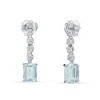 Pendientes de Colgar con Aguamarina Talla Pera 2,86 cts y Diamantes en Oro Blanco 18K