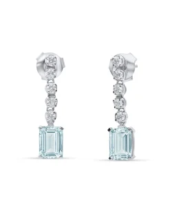 Pendientes de Colgar con Aguamarina Talla Pera 2,86 cts y Diamantes en Oro Blanco 18K