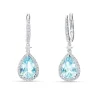 Pendientes de Colgar con Aguamarina Talla Pera 3,40 cts y Diamantes en Oro Blanco 18K