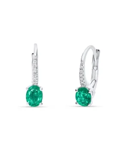 Pendientes de Oro Blanco con Esmeralda y Diamantes