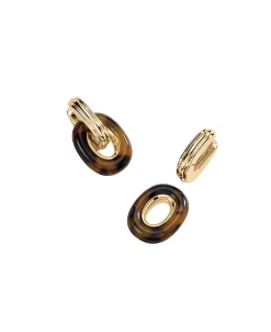Pendientes Doble Aro AGATHA París Dorado y Marrón | 2380754-173-TU