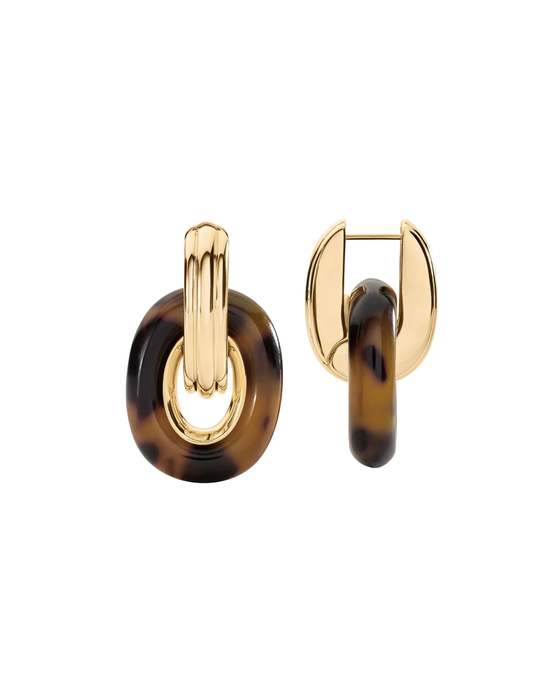 Pendientes Doble Aro AGATHA París Dorado y Marrón | 2380754-173-TU