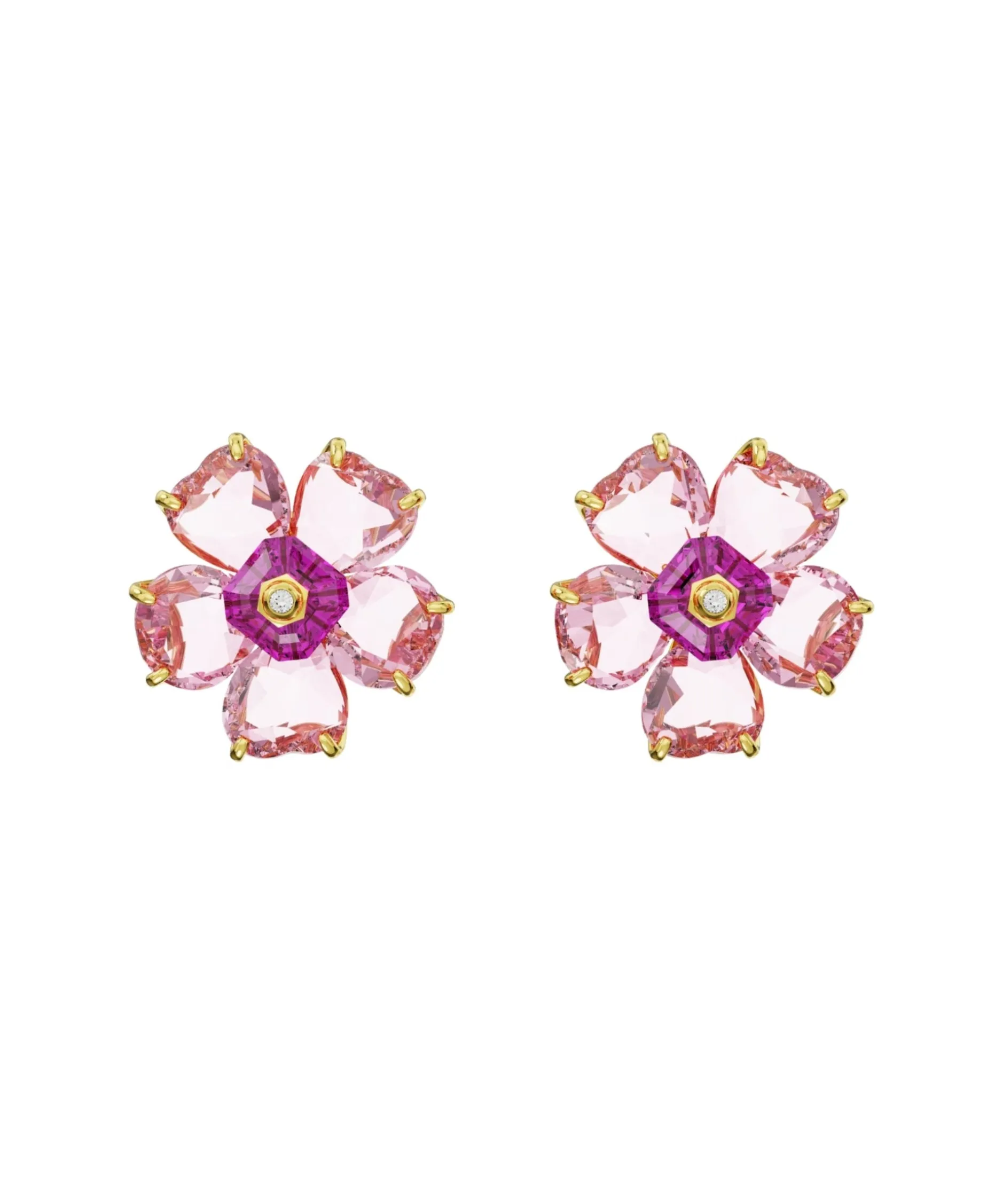 Pendientes Florere SWAROVSKI Flor Rosa con Baño Tono Oro | 5650563