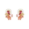 Pendientes Gema SWAROVSKI Clip Flor Rosas Bicolor con Baño Tono Oro | 5688479