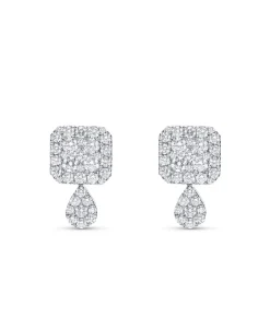 Pendientes Geométricos con Pavé de Diamantes 2,29 cts en Oro blanco
