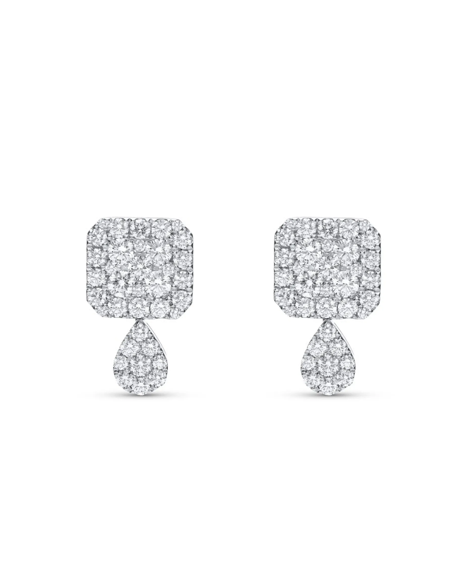 Pendientes Geométricos con Pavé de Diamantes 2,29 cts en Oro blanco