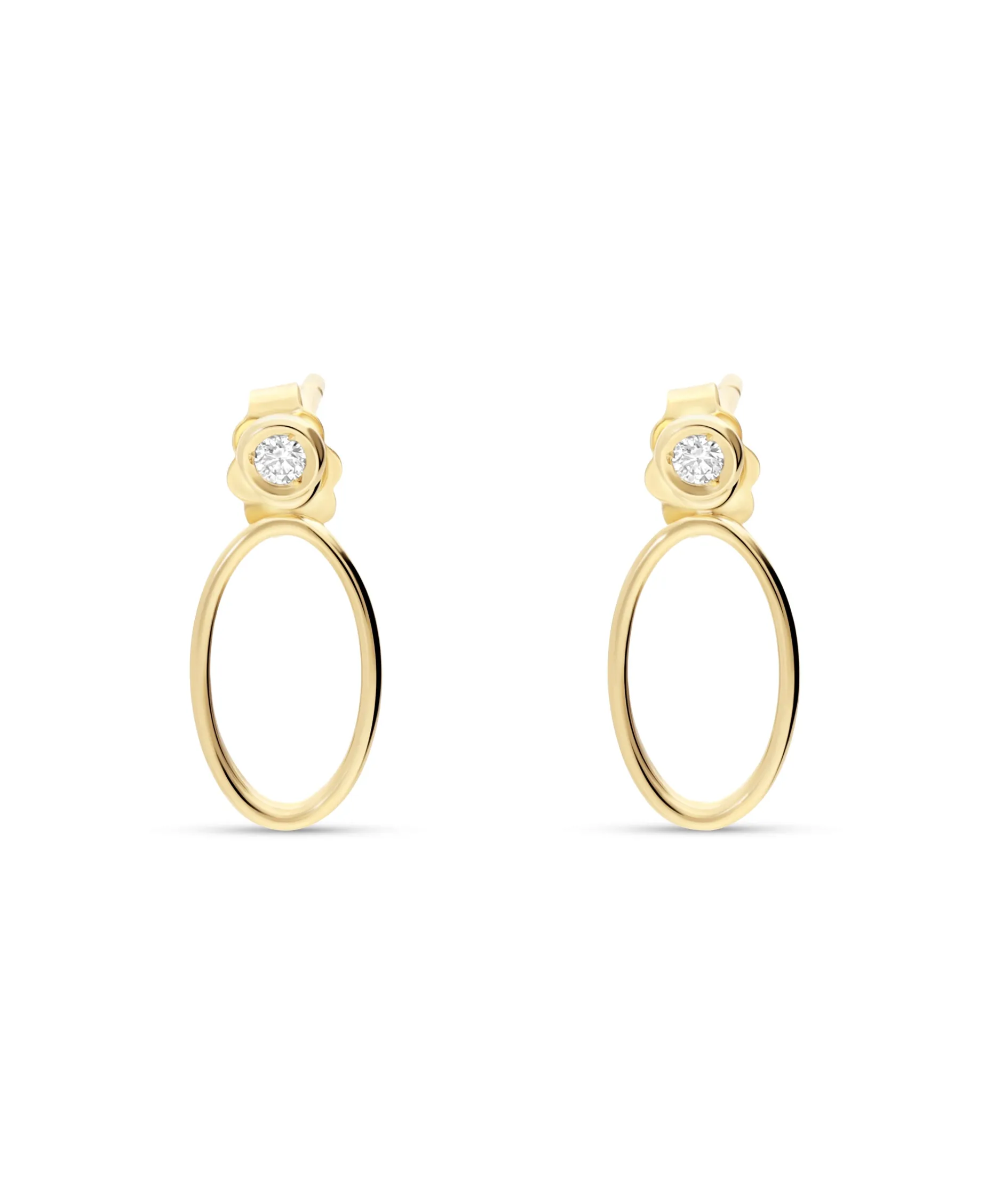 Pendientes Geométricos Desmontables con Diamantes en Oro Amarillo