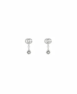 Pendientes Gucci Flora Con GG Colgante Oro Blanco | YBD58183000100U
