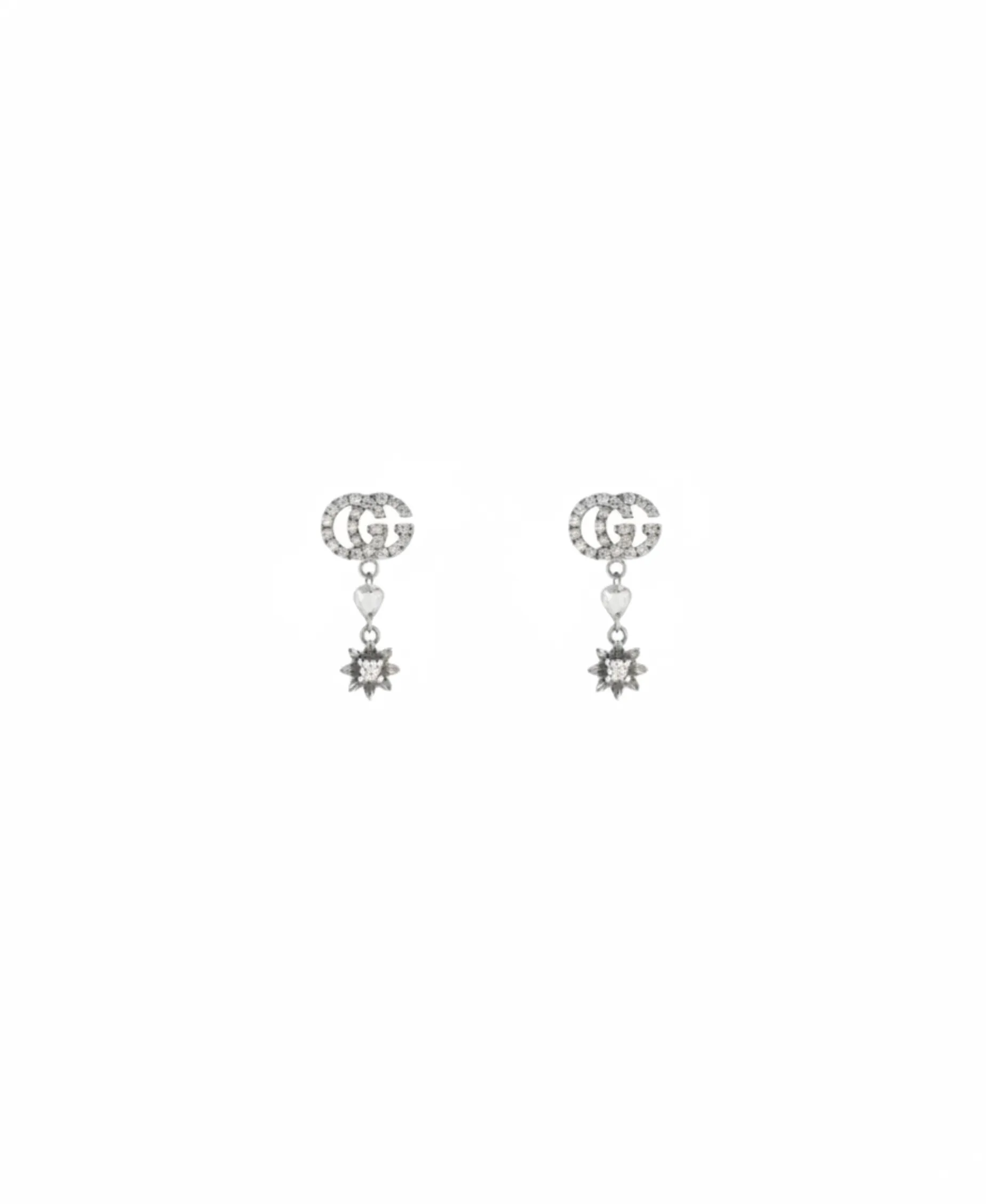 Pendientes Gucci Flora Con GG Colgante Oro Blanco | YBD58183000100U