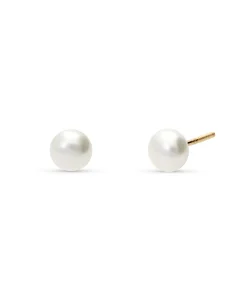 Pendientes Infantiles con Perla de Agua Dulce en Oro Amarillo