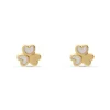 Pendientes Infantiles Tres Corazones con Nácar en Oro Amarillo