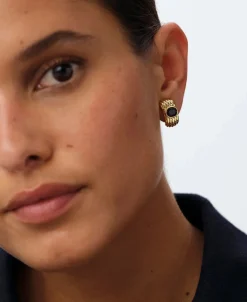 Pendientes Largos AGATHA París Haussmann Circonita Marrón y Dorado | 02380751-236-TU