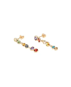 Pendientes Largos AGATHA París Candy Circonitas Multicolor y Dorado | 2380606-256-TU