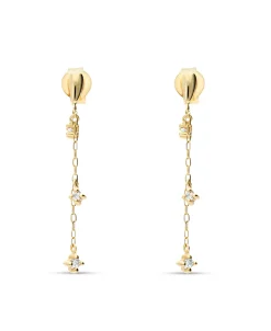 Pendientes Largos Cadena con Diamantes en Oro Amarillo
