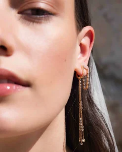 Pendientes Largos Cascada con Diamantes en Oro Rosa