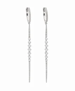 Pendientes Largos con Diamantes en Oro Blanco
