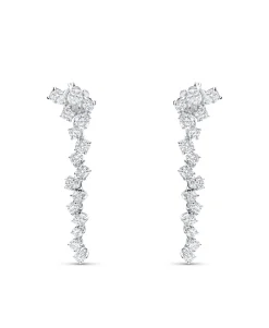 Pendientes Largos con Diamantes Multitalla 3,17 cts en Oro Blanco