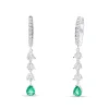 Pendientes Largos con Esmeralda Pera y Diamantes Oro Blanco