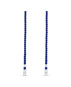 Pendientes Largos con Zafiros 2,93 cts y Diamantes en Oro Blanco