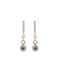 Pendientes Largos DELCERRO Oro Círculo Azul | 11031