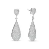 Pendientes Largos de Lágrima con Pavé de Diamantes 3,05 cts en Oro Blanco