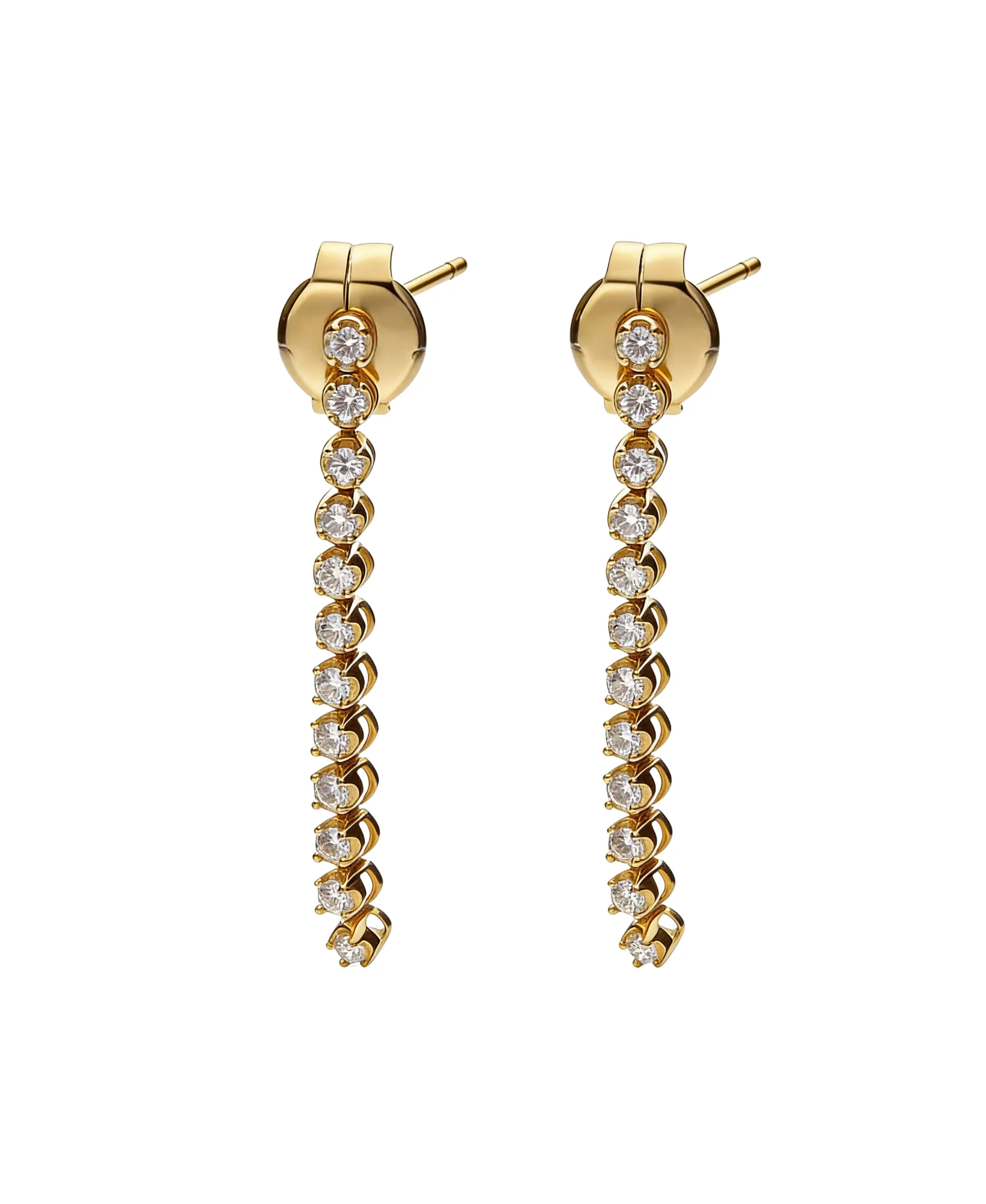 Pendientes Largos Rivière con Diamantes en Oro Amarillo