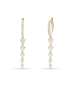 Pendientes Largos Rivière con Diamantes en Oro Amarillo