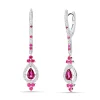 Pendientes Largos Rubíes 1,42 cts y Diamantes 0,50 cts en Oro Blanco
