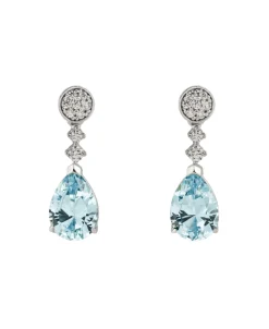 Pendientes Lágrima Marina García Plata Rodiada con Circonita Azul | 90112PA
