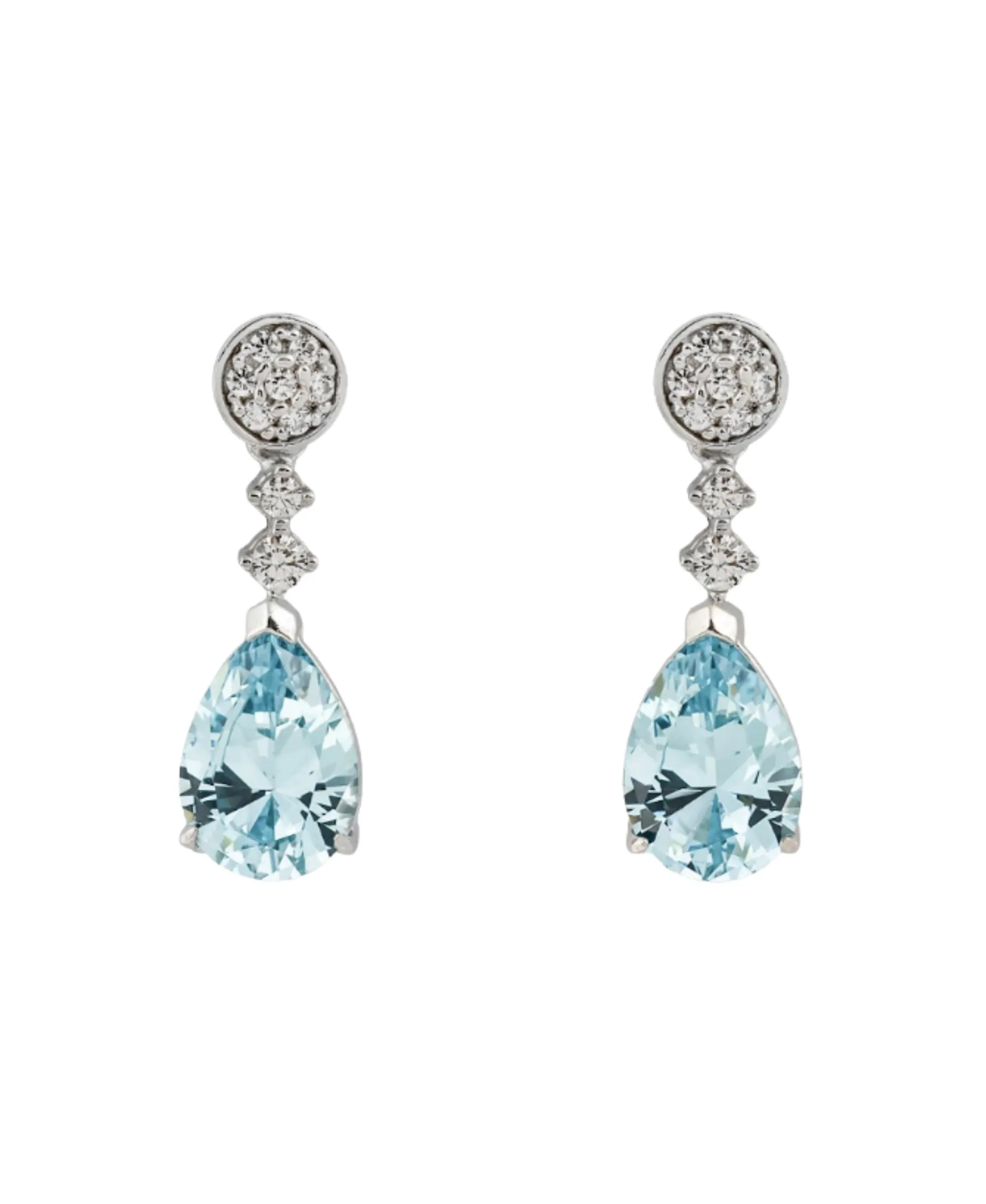 Pendientes Lágrima Marina García Plata Rodiada con Circonita Azul | 90112PA