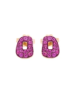 Pendientes Mattioli De Botón Mini Puzzle Zafiro Rosa En Oro Rosa | MOR054R109ZR
