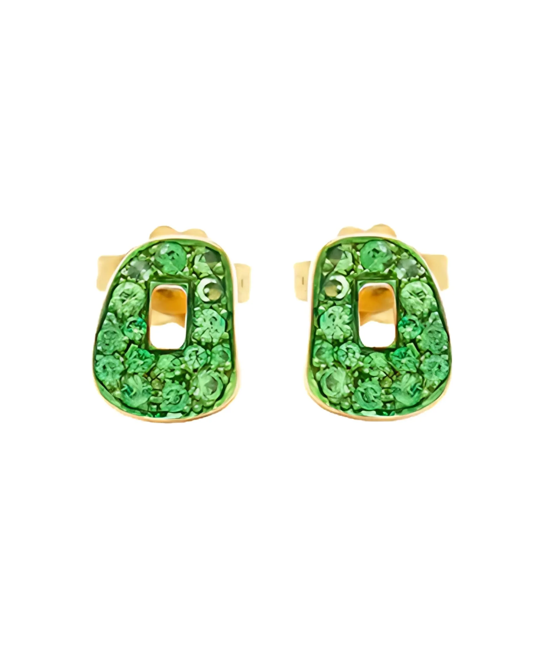 Pendientes Mattioli De Botón Mini Puzzle Tsavoritas Verde En Oro Rosa | MOR054G109T