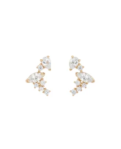 Pendientes Mini con Circonitas en Oro Amarillo
