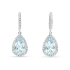 Pendientes Roseta con Aguamarinas Talla Oval 4,79 cts y Diamantes en Oro Blanco 18K