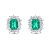 Pendientes Roseta de Esmeraldas 3,06 cts y Diamantes en Oro Blanco