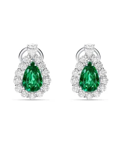 Pendientes Roseta de Esmeraldas Talla Pera 2,75 cts y Diamantes en Oro Blanco