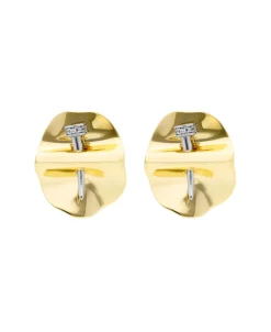Pendientes Silk Clavo con Circonitas Marina García Plata Bañada en Oro | 91144PC