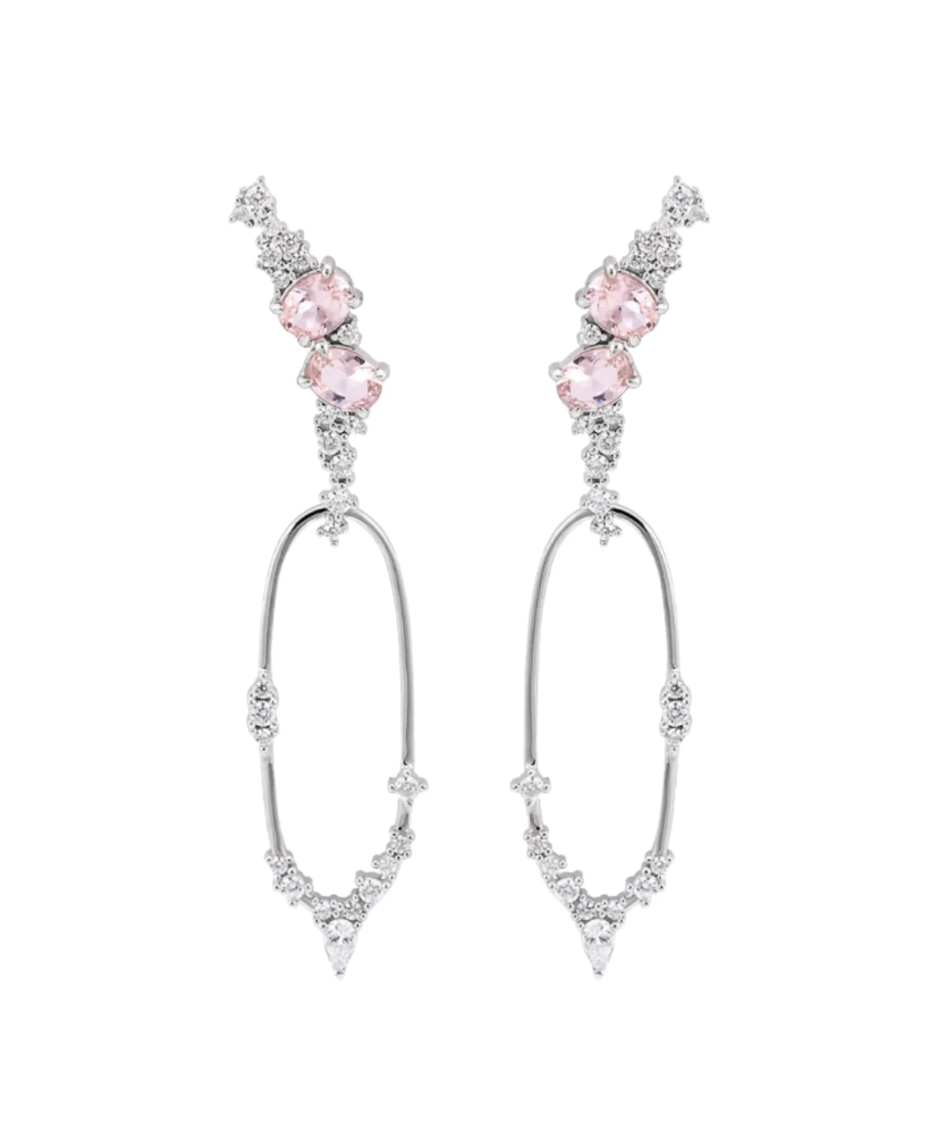 Pendientes Someil Marina García Plata Rodiada con Circonitas Blancas y Rosas | 90855PBS